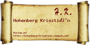 Hohenberg Krisztián névjegykártya
